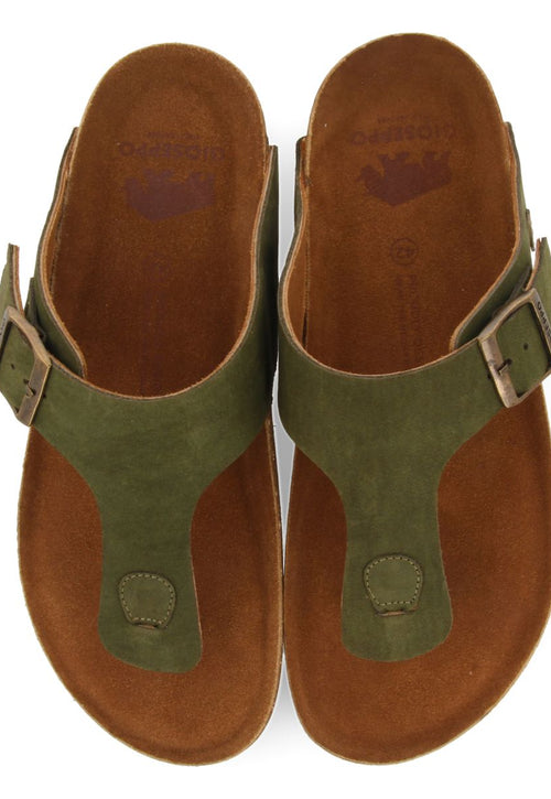 KHAKI LEATHER GREEK STYLE SANDALS WITH BIO SOLE FOR MEN RUSKIN