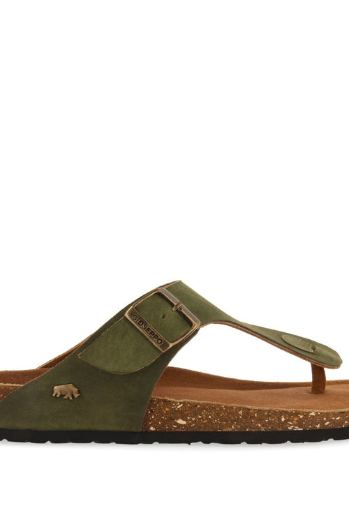 KHAKI LEATHER GREEK STYLE SANDALS WITH BIO SOLE FOR MEN RUSKIN