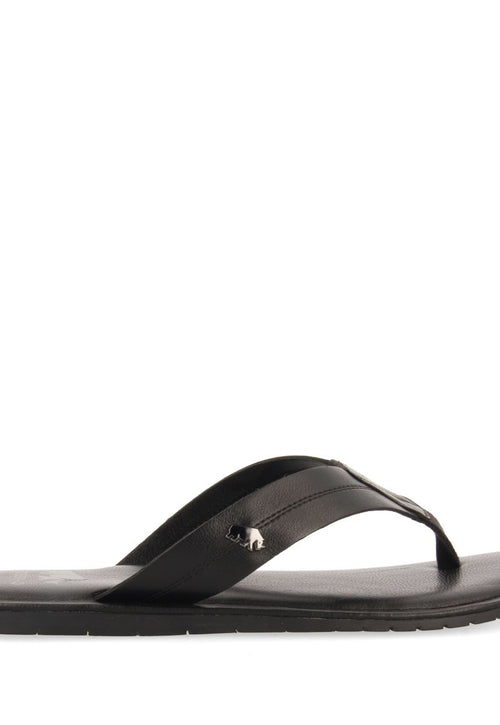 BLACK LEATHER FLIP-FLOPS FOR MEN WASCO