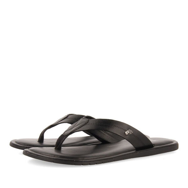 CHANCLAS NEGRAS DE PIEL PARA HOMBRE WASCO