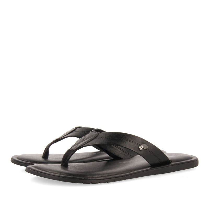 CHANCLAS NEGRAS DE PIEL PARA HOMBRE WASCO