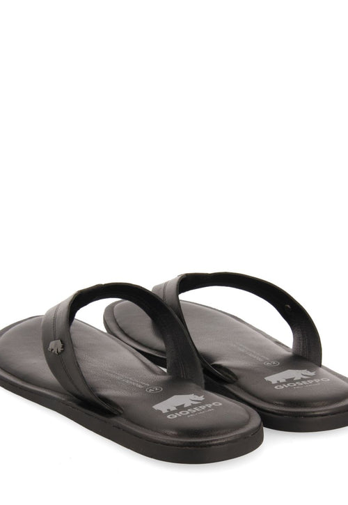 BLACK LEATHER FLIP-FLOPS FOR MEN WASCO