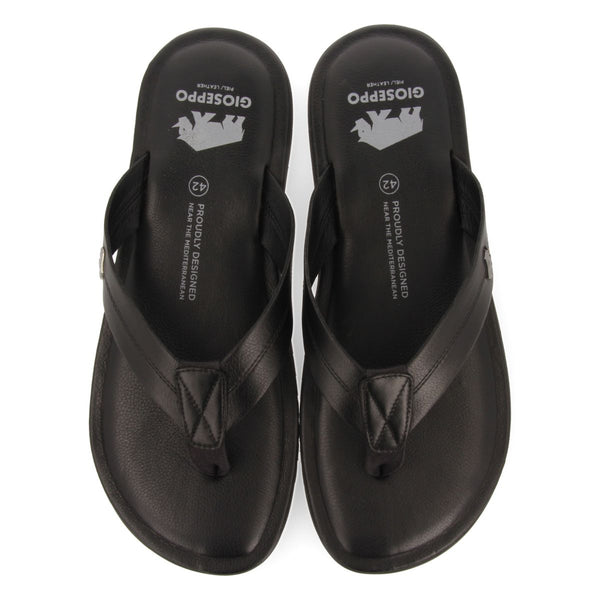 CHANCLAS NEGRAS DE PIEL PARA HOMBRE WASCO