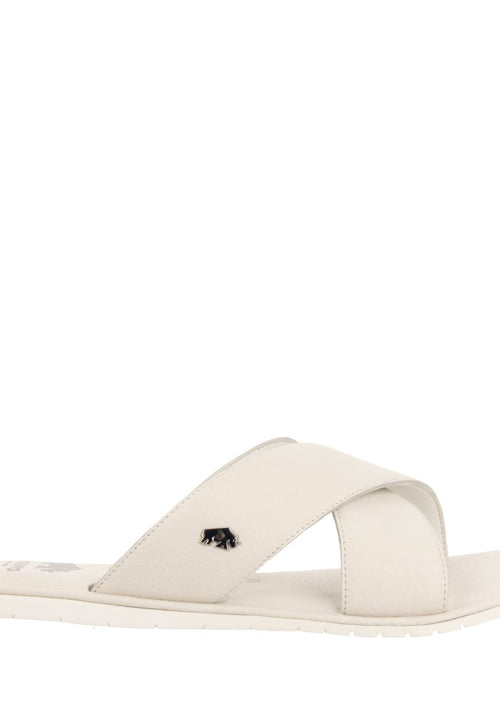 SANDALIAS BLANCAS DE PIEL CON PALA CRUZADA PARA HOMBRE OROSH