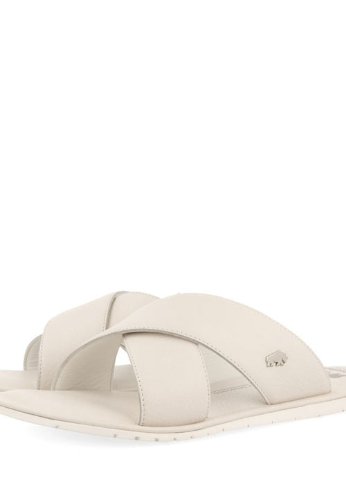 SANDALIAS BLANCAS DE PIEL CON PALA CRUZADA PARA HOMBRE OROSH