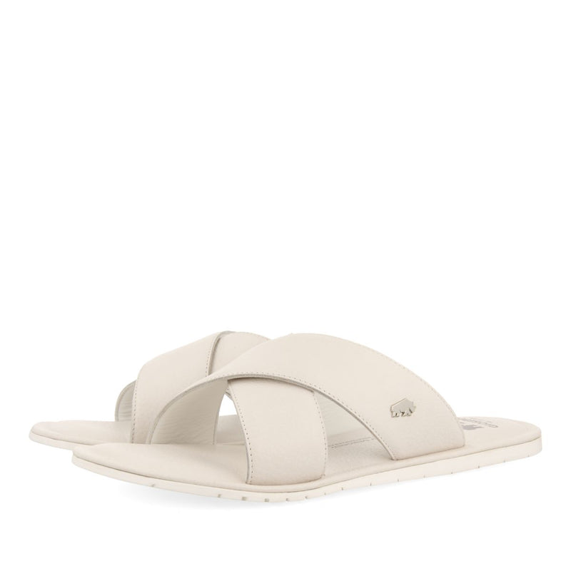 SANDALIAS BLANCAS DE PIEL CON PALA CRUZADA PARA HOMBRE OROSH