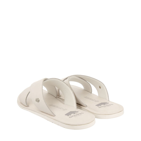 SANDALIAS BLANCAS DE PIEL CON PALA CRUZADA PARA HOMBRE OROSH