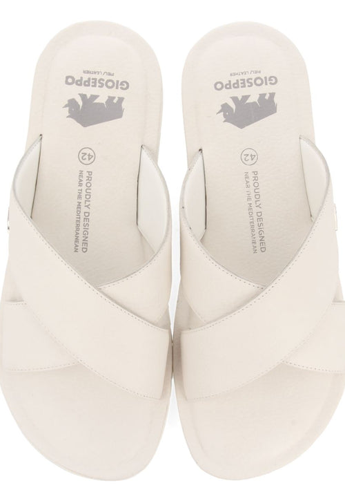 SANDALIAS BLANCAS DE PIEL CON PALA CRUZADA PARA HOMBRE OROSH