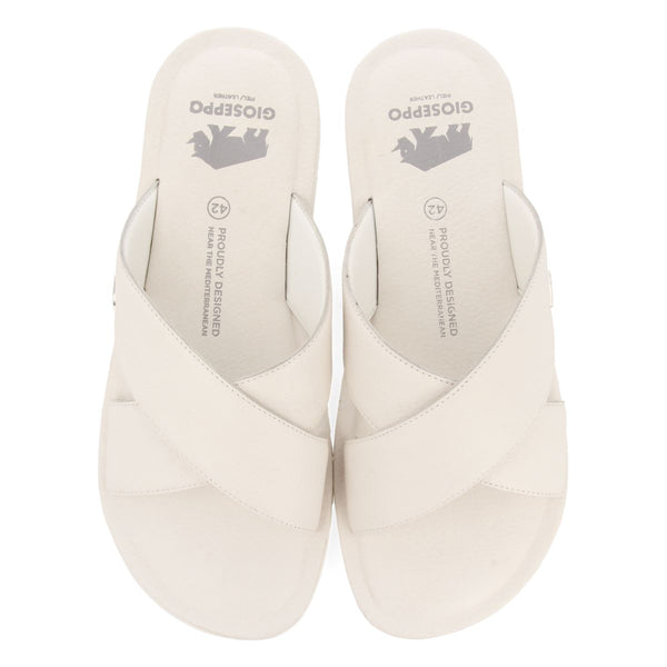 SANDALIAS BLANCAS DE PIEL CON PALA CRUZADA PARA HOMBRE OROSH