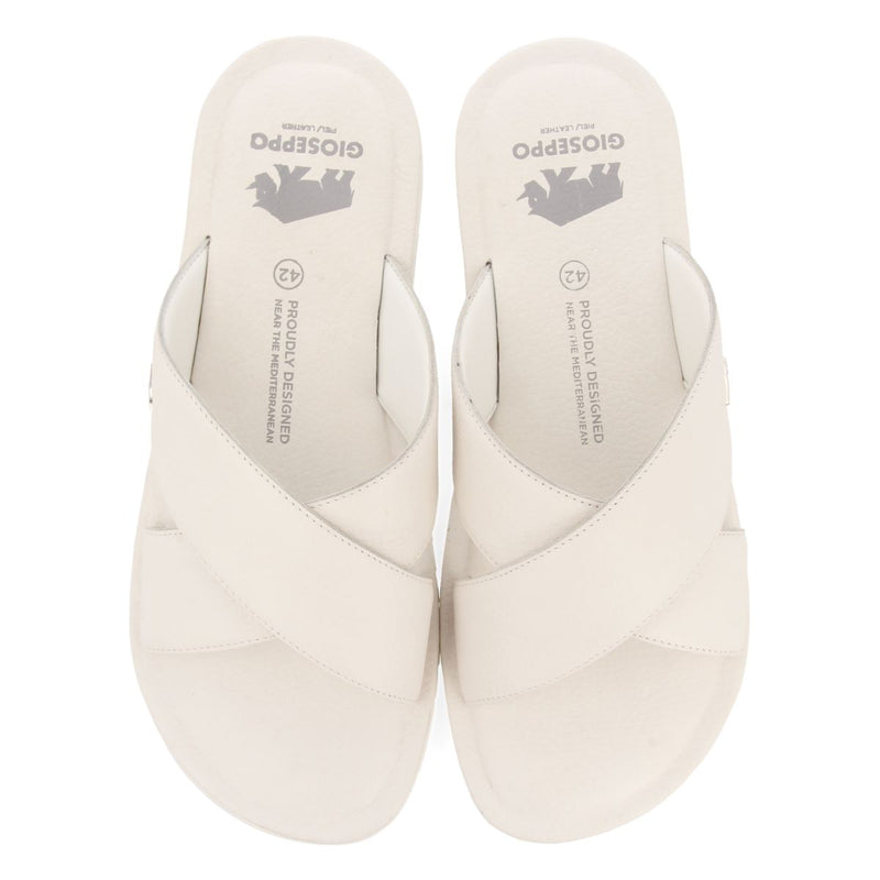 SANDALIAS BLANCAS DE PIEL CON PALA CRUZADA PARA HOMBRE OROSH