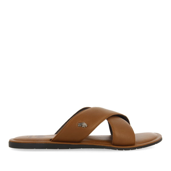 SANDALIAS COLOR CUERO DE PIEL CON PALA CRUZADA PARA HOMBRE OROSH