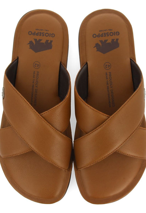 LEATHER SKIN SANDALS WITH CROSS STRAP FOR MEN OROSH