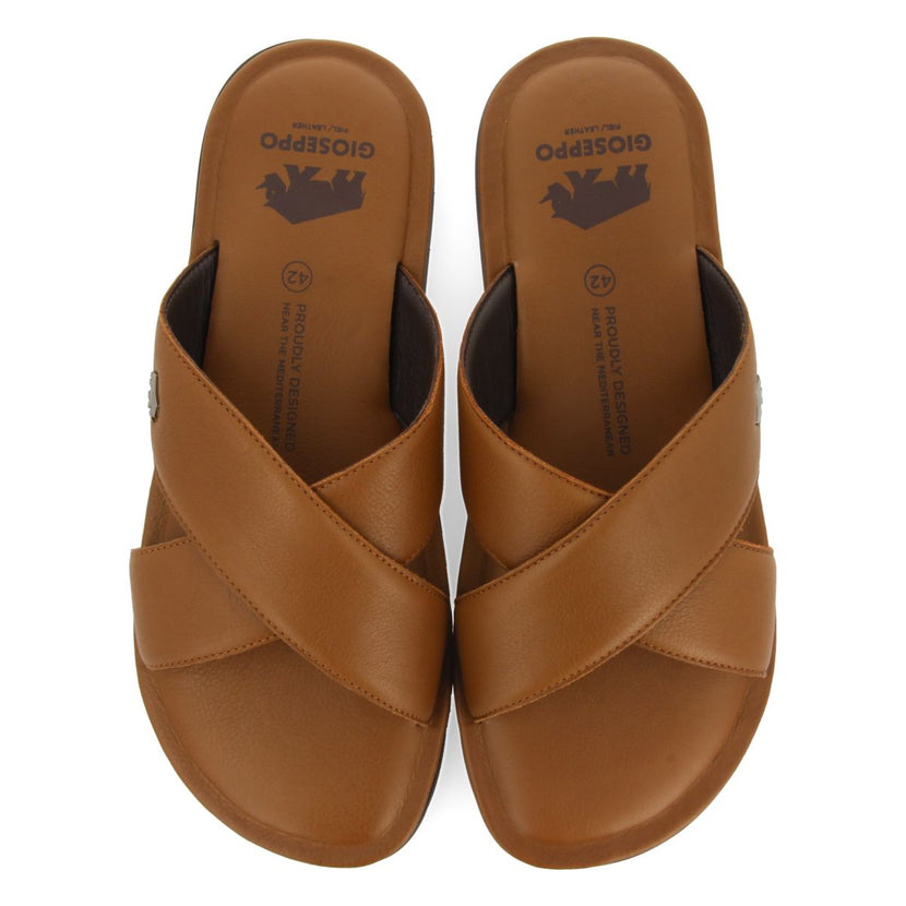 SANDALIAS COLOR CUERO DE PIEL CON PALA CRUZADA PARA HOMBRE OROSH