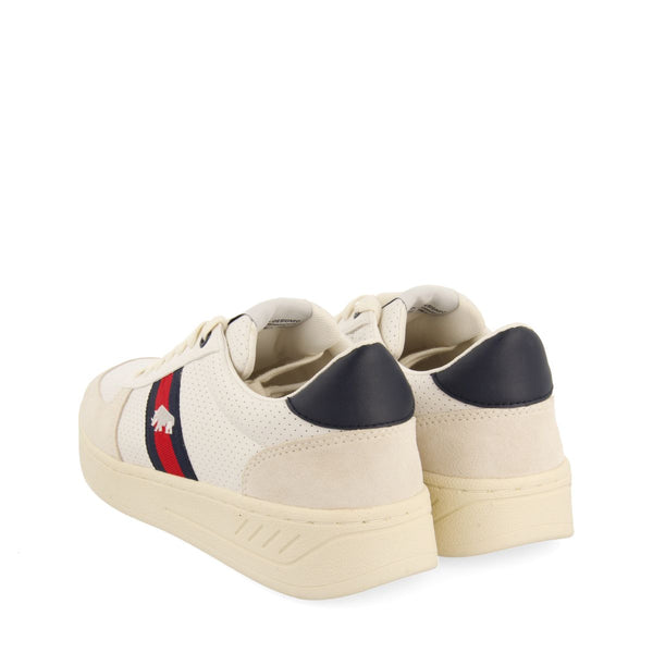 SNEAKERS BLANCAS CON ACENTOS DE COLOR EN ROJO Y AZUL MARINO PARA HOMBRE BARTOW
