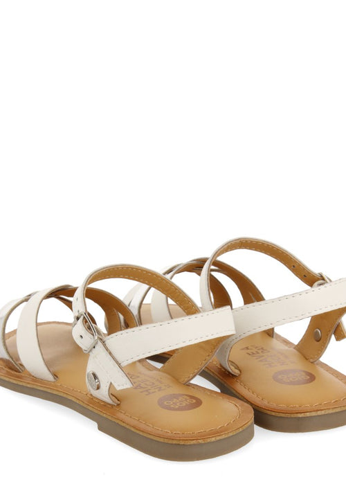 SANDALIAS BLANCAS DE PIEL CON DETALLE METALIZADO PARA NIÑA Y NIÑO IMBLER