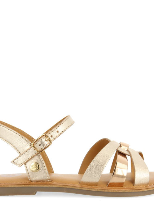 SANDALIAS DORADAS DE PIEL CON DETALLE METALIZADO PARA NIÑA Y NIÑO IMBLER