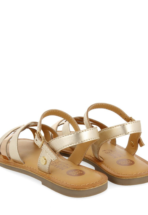 SANDALIAS DORADAS DE PIEL CON DETALLE METALIZADO PARA NIÑA Y NIÑO IMBLER