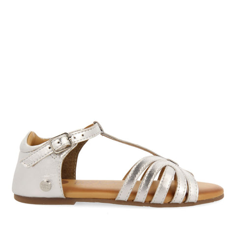 SILVER LEATHER SANDALS WITH STRAPS FOR GIRL AND BOY ARIPEKA