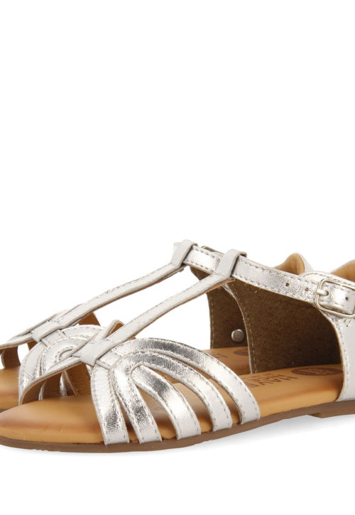 SANDALIAS PLATEADAS DE PIEL CON TIRAS PARA NIÑA Y NIÑO ARIPEKA
