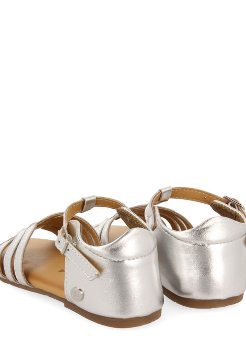 SANDALIAS PLATEADAS DE PIEL CON TIRAS PARA NIÑA Y NIÑO ARIPEKA