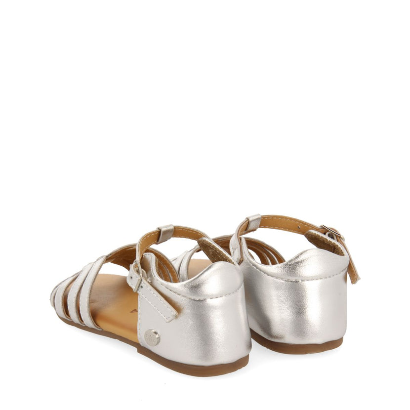 SILVER LEATHER SANDALS WITH STRAPS FOR GIRL AND BOY ARIPEKA