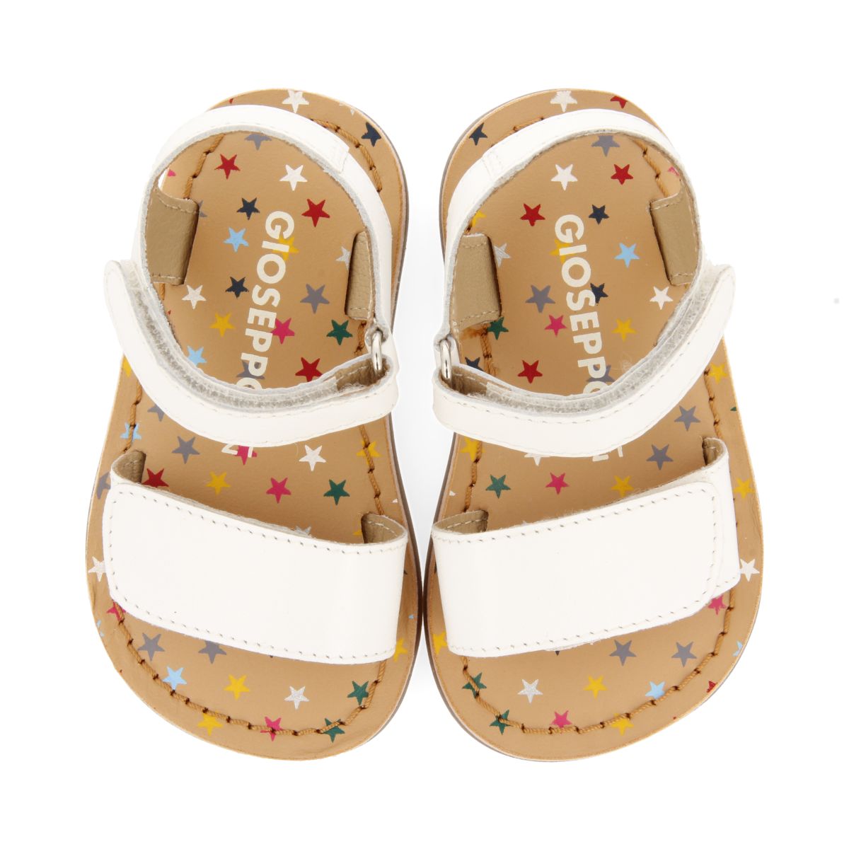 SANDALIAS BLANCAS DE PIEL CON PRINT FANTASÍA PARA BEBÉ HIMARE