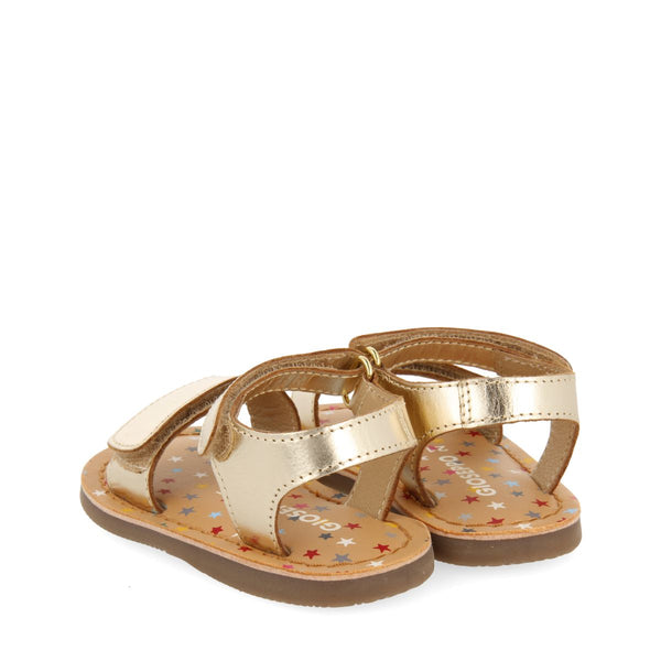 SANDALIAS DORADAS DE PIEL CON PRINT FANTASÍA PARA BEBÉ HIMARE
