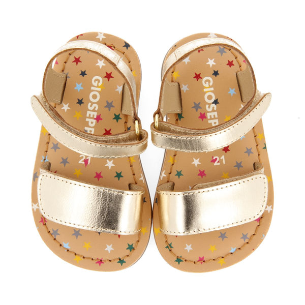 SANDALIAS DORADAS DE PIEL CON PRINT FANTASÍA PARA BEBÉ HIMARE