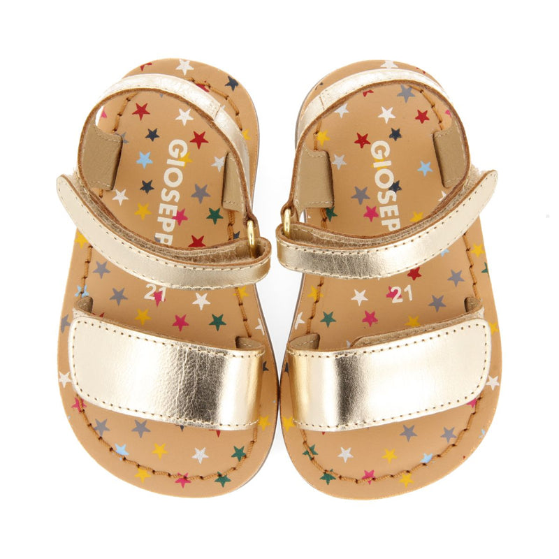 SANDALIAS DORADAS DE PIEL CON PRINT FANTASÍA PARA BEBÉ HIMARE