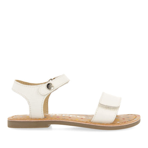WHITE LEATHER SANDALS WITH FANTASY PRINT FOR GIRL AND BOY GIGEAN