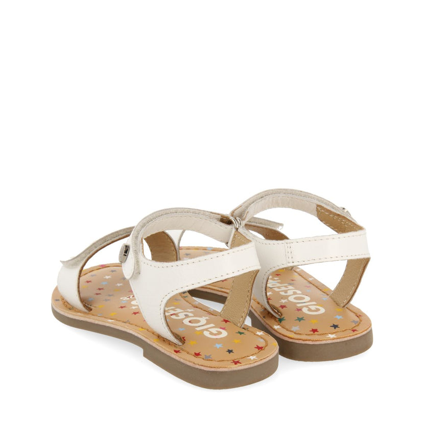WHITE LEATHER SANDALS WITH FANTASY PRINT FOR GIRL AND BOY GIGEAN