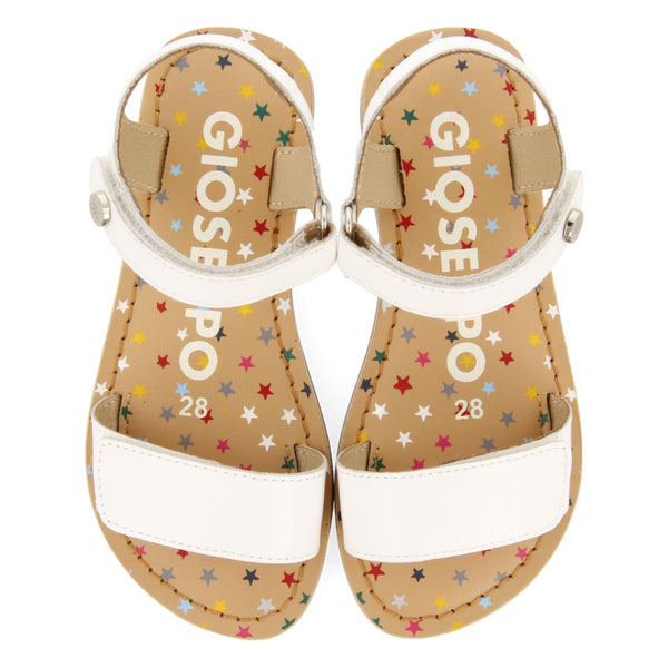 WHITE LEATHER SANDALS WITH FANTASY PRINT FOR GIRL AND BOY GIGEAN