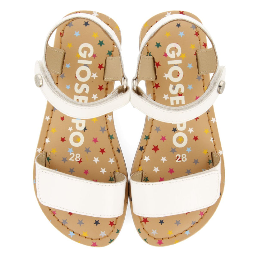 WHITE LEATHER SANDALS WITH FANTASY PRINT FOR GIRL AND BOY GIGEAN