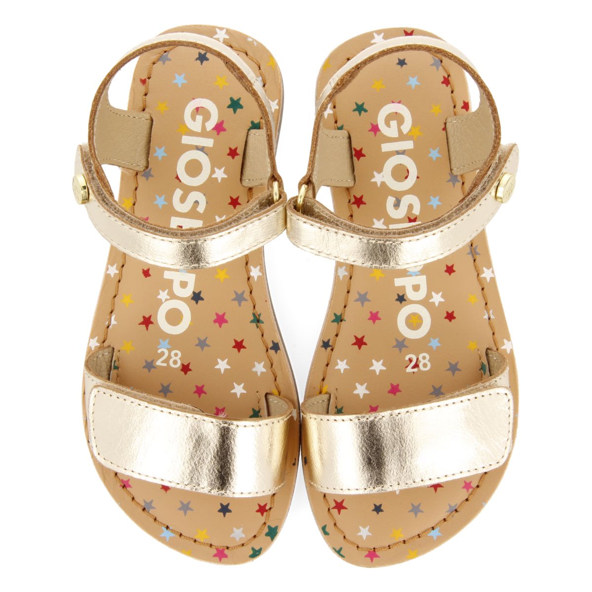 SANDALIAS DORADAS DE PIEL CON PRINT FANTASÍA PARA NIÑA Y NIÑO GIGEAN