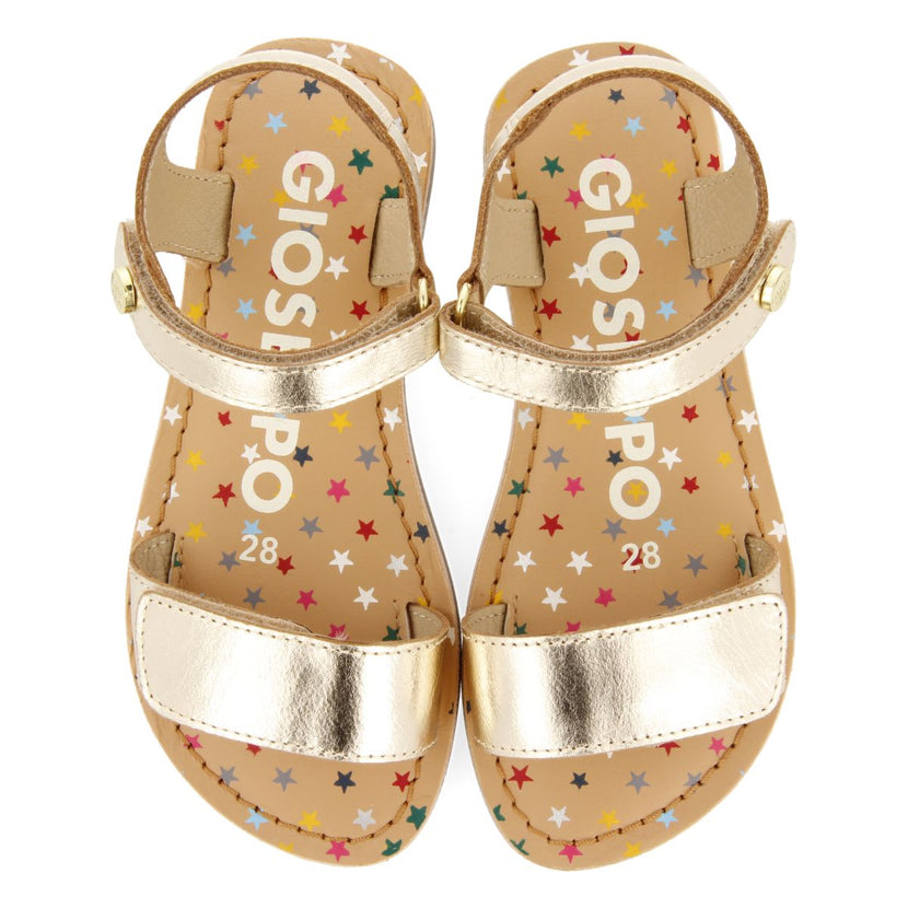 GOLDEN LEATHER SANDALS WITH FANTASY PRINT FOR GIRL AND BOY GIGEAN