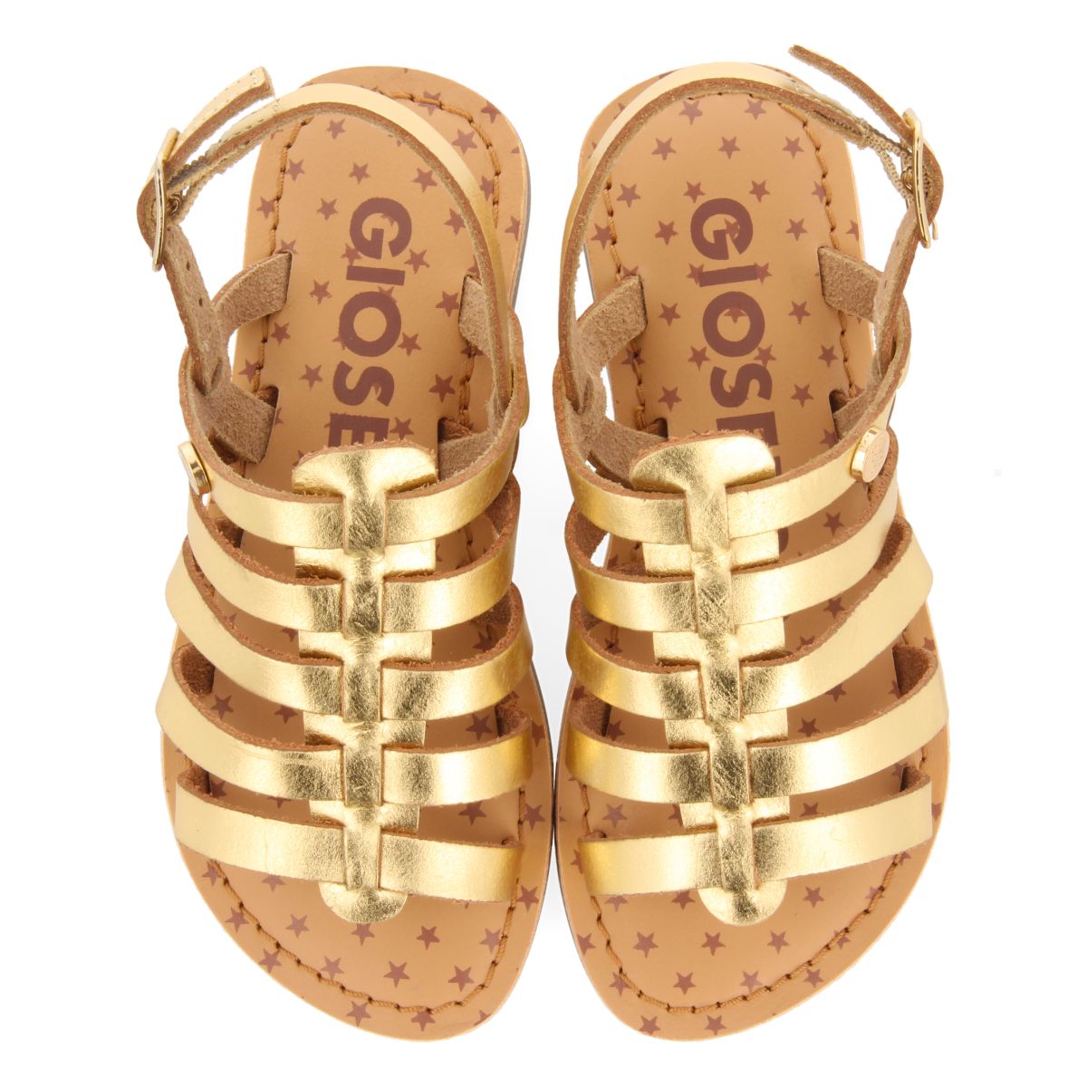SANDALIAS DORADAS DE PIEL ESTILO ROMANAS PARA NIÑA Y NIÑO LENI