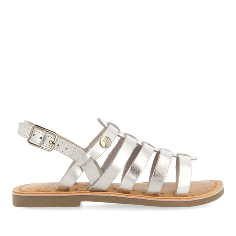 SILVER LEATHER ROMAN STYLE SANDALS FOR GIRL AND BOY LENI