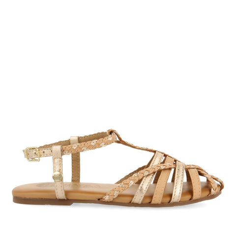 SANDALI COLOR NUDE IN PELLE CON DETTAGLI METALLIZZATI STILE CANGREJERA PER RAGAZZA E RAGAZZO BELSH