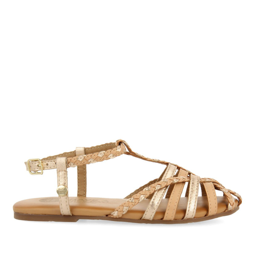 SANDALI COLOR NUDE IN PELLE CON DETTAGLI METALLIZZATI STILE cangrejera PER RAGAZZA E RAGAZZO BELSH