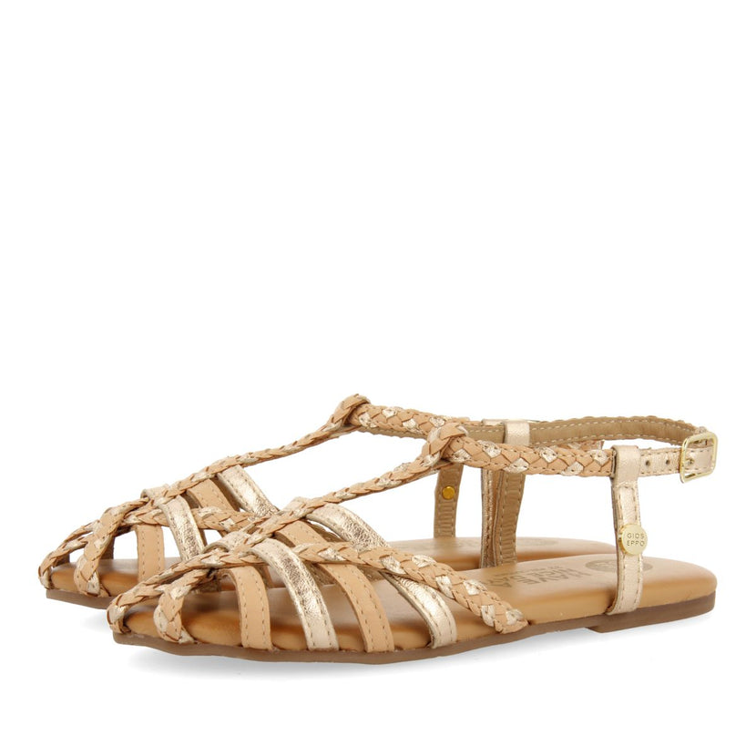 SANDALI COLOR NUDE IN PELLE CON DETTAGLI METALLIZZATI STILE cangrejera PER RAGAZZA E RAGAZZO BELSH
