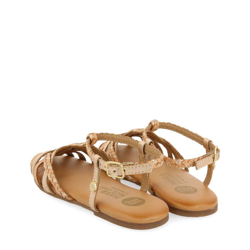 SANDALI COLOR NUDE IN PELLE CON DETTAGLI METALLIZZATI STILE cangrejera PER RAGAZZA E RAGAZZO BELSH