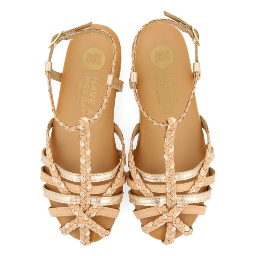 SANDALI COLOR NUDE IN PELLE CON DETTAGLI METALLIZZATI STILE cangrejera PER RAGAZZA E RAGAZZO BELSH