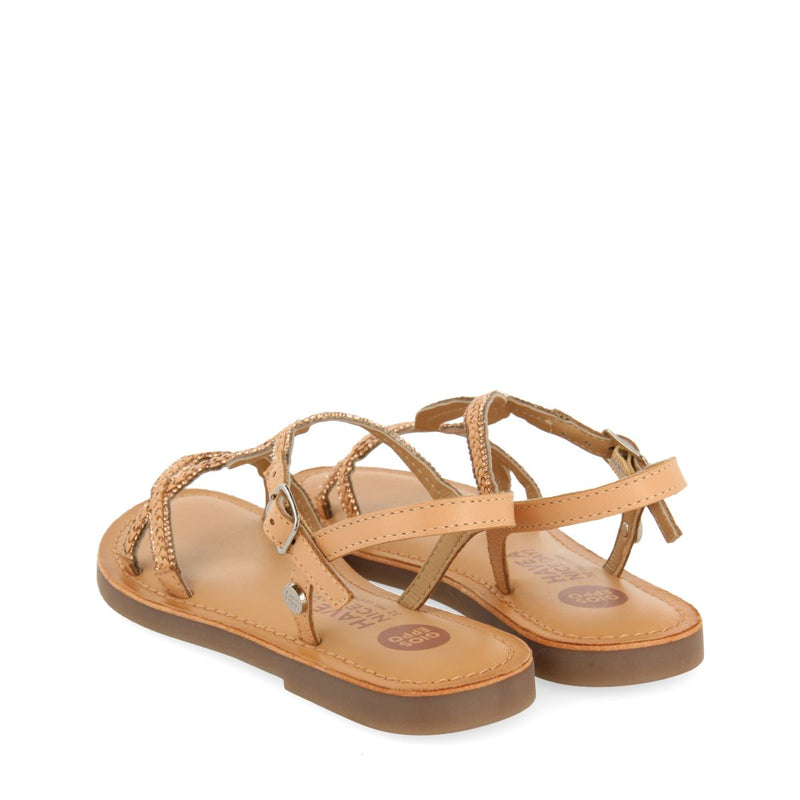 SANDALI COLOR NUDE IN PELLE CON PIETRE PER BAMBINA E BAMBINO AUCILLA