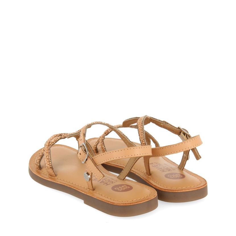 SANDALI COLOR NUDE IN PELLE CON PIETRE PER BAMBINA E BAMBINO AUCILLA