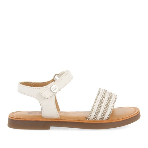 SANDALI COLOR NUDE IN PELLE CON STRASS E CHIUSURA REGOLABILE PER RAGAZZA E RAGAZZO MIREVAL