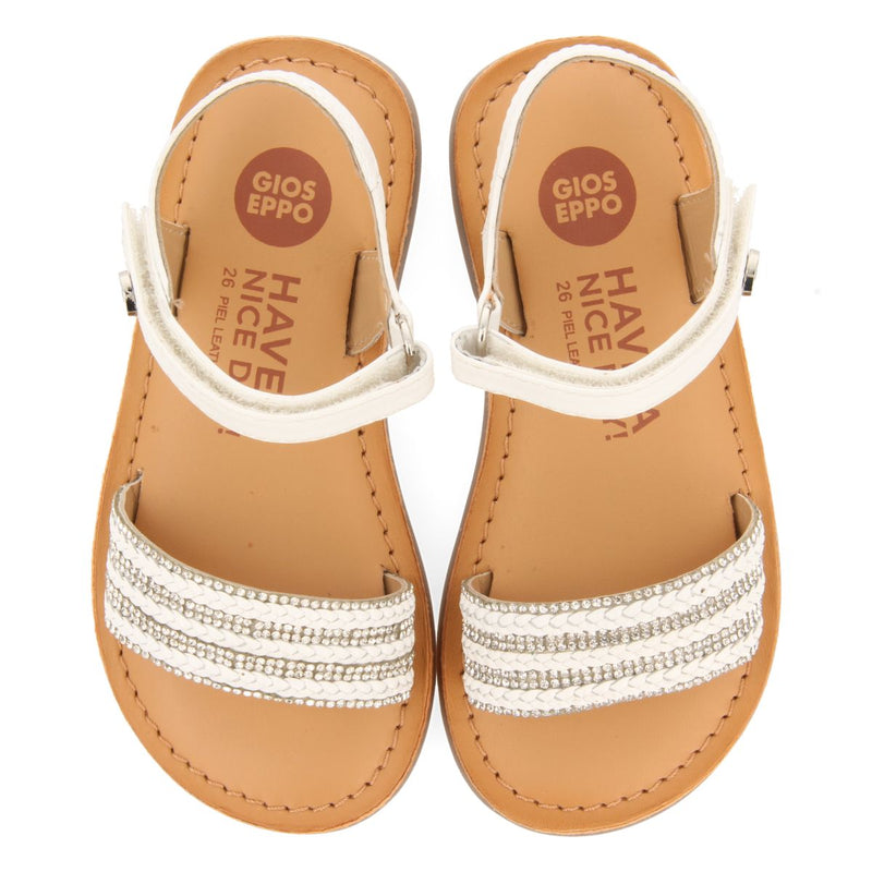 NUDE COLOR LEATHER SANDALS WITH EMBELLISHMENT AND ADJUSTABLE CLOSURE FOR GIRL AND BOY MIREVAL