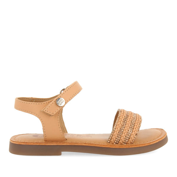 WHITE LEATHER SANDALS WITH EMBELLISHMENT AND ADJUSTABLE CLOSURE FOR GIRL AND BOY MIREVAL