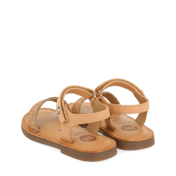 WHITE LEATHER SANDALS WITH EMBELLISHMENT AND ADJUSTABLE CLOSURE FOR GIRL AND BOY MIREVAL