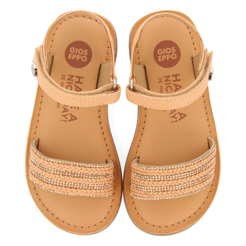 WHITE LEATHER SANDALS WITH EMBELLISHMENT AND ADJUSTABLE CLOSURE FOR GIRL AND BOY MIREVAL