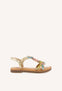 GOLDEN LEATHER SANDALS WITH MULTICOLOR BEAD EMBELLISHMENTS FOR GIRL AND BOY TICE